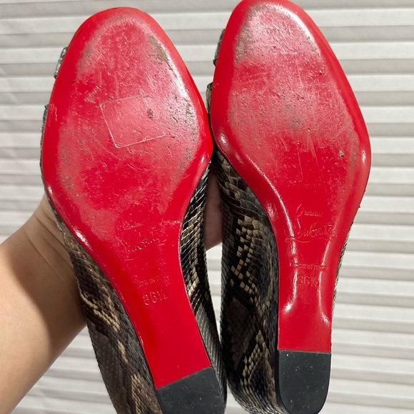 🌺CHRISTIAN LOUBOUTIN🌺 Leather Snakeskin Python Leather Wedge Size: 36.5 - Picture 12 of 12